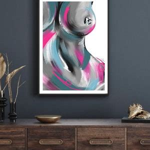 Female Nude Art Print Woman Body Acrylic Painting Print Fashion Prints