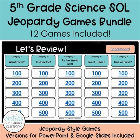 5th Grade Science SOL Jeopardy Games Bundle - 12 Games!