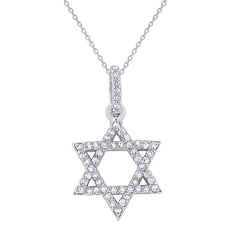 K Gold And Diamond Star Of David Necklace