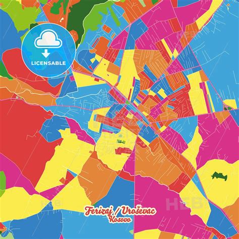 Ferizaj / Uroševac, District of Ferizaj, Kosovo Crazy Colorful Map ...