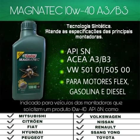 Kit 5 Litros Castrol Magnatec 10w40 Sn A3 CASTROL Empório dos Filtros