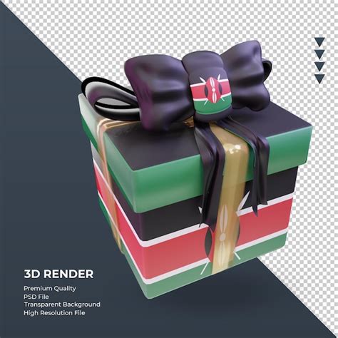 Caja De Regalo D Bandera De Kenia Renderizado Vista Izquierda