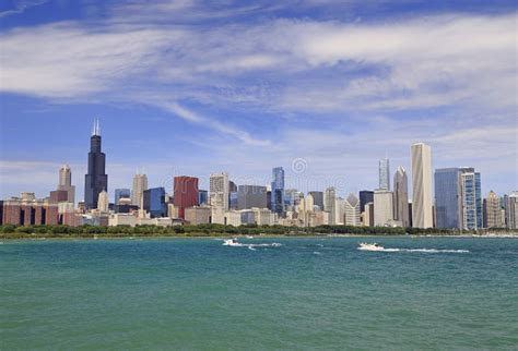 Chicago Skyline with Lake Michigan on the Foreground Stock Image ...