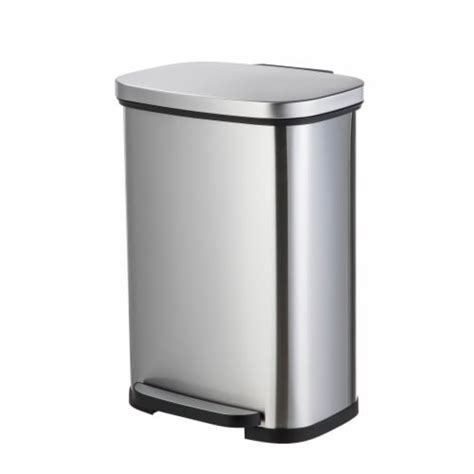 Home Zone Living Rectangle Wide Stainless Steel Trash Can L Qfc