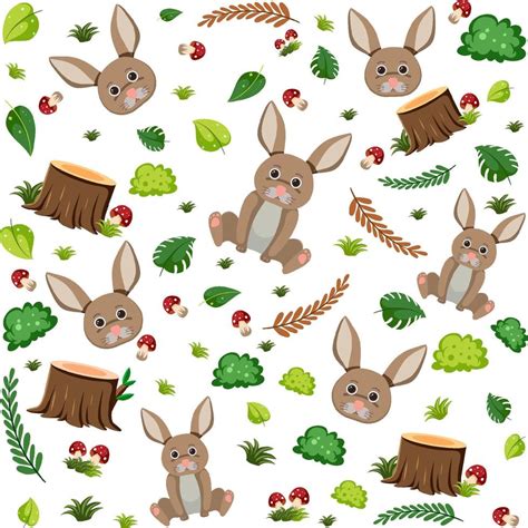 Cute Rabbit Seamless Pattern 10519475 Vector Art At Vecteezy