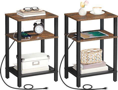 Hoobro Side Table With Charging Station Set Of End Tables With Usb