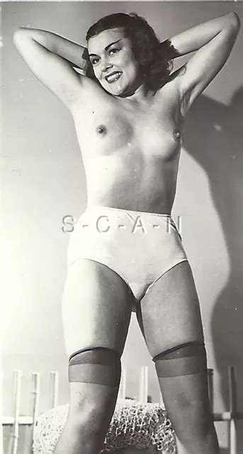 Original Vintage S S Nude Rp Standing Stretches Arms Over Head