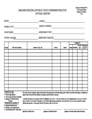 Fillable Online CYO Roster Form Fax Email Print PdfFiller