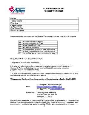 Fillable Online Recertification Request Worksheet Fax Email Print