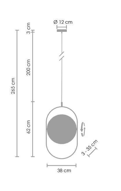 Lampa wisząca ELIPSE LED czarna 38 cm Esencja Design