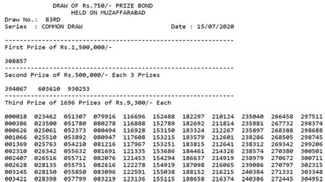 750 Prize Bond List 2020 Karachi October Vayp Por