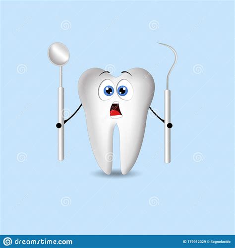 Ilustração De Dente Engraçado Com Ferramentas Dentárias Ilustração Stock Ilustração De Dente