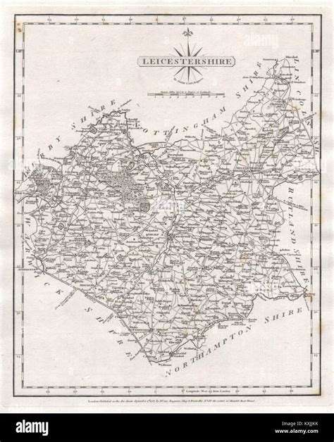 Antique County Map Of Leicestershire By John Cary 1787 Old Chart Stock