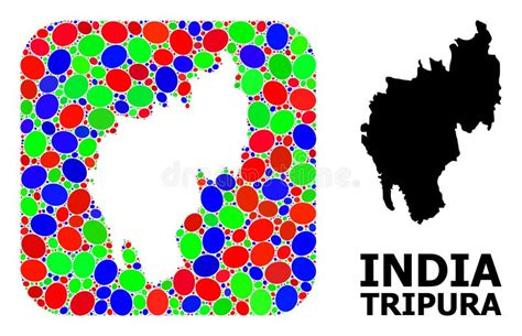 Tripura State Map Mosaic Of Color Triangles Stock Vector