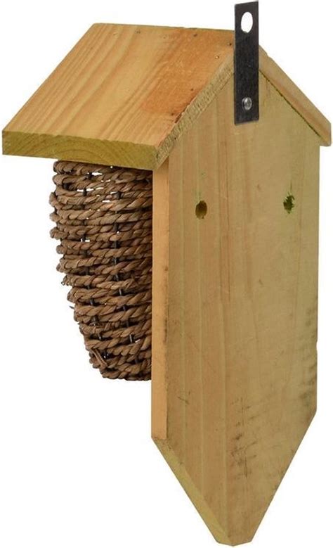 Houten Vogelhuisje Nestbuidel Zeegras Cm Vogelhuisjes