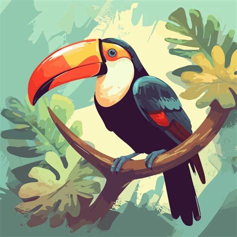 Illustration De Loiseau Toucan Forêt Tropicale Beau Personnage Toucan