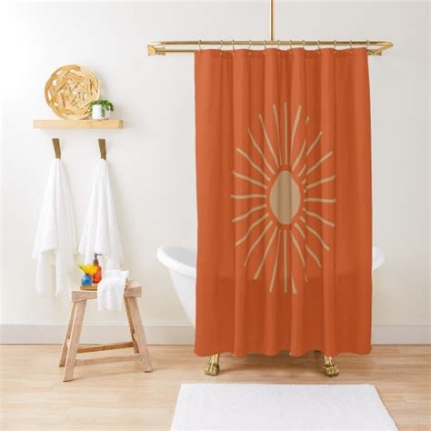 Retro Mid Century Modern Orange Circles Shower Curtain Etsy