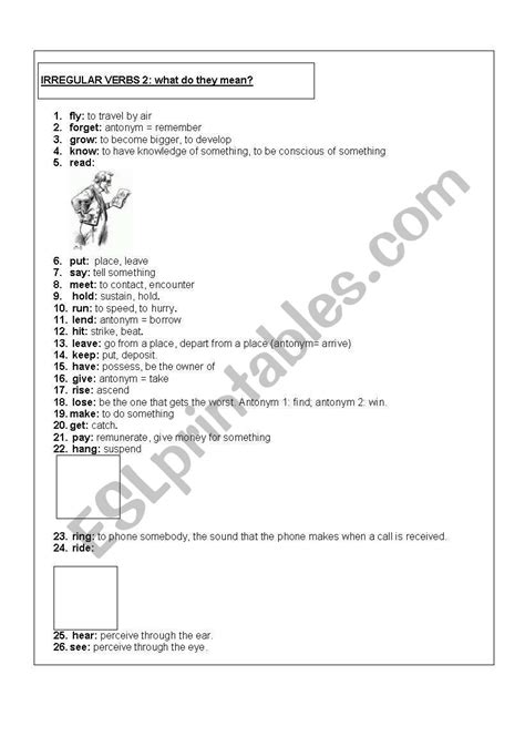 English Worksheets Irregular Verbs 2 What Do They Mean