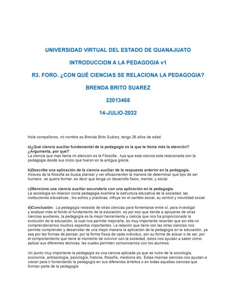 Licenciatura En Pedagogia UNIVERSIDAD VIRTUAL DEL ESTADO DE