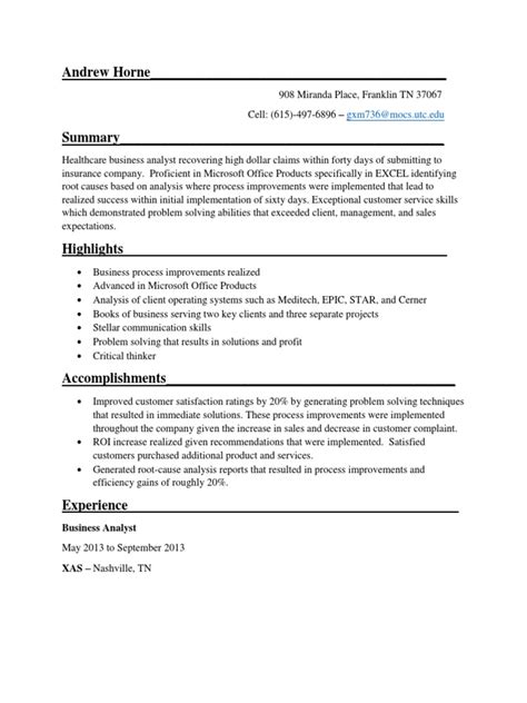 Andrew Horne Resume Pdf Business Computing