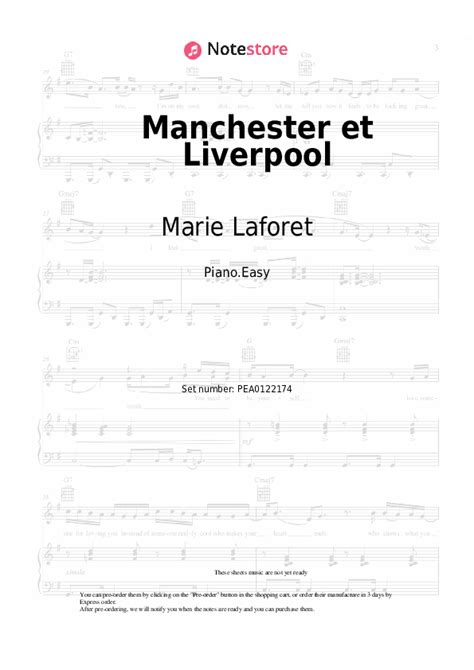 Manchester Et Liverpool Piano Sheet Music Easy Marie Laforet In Note