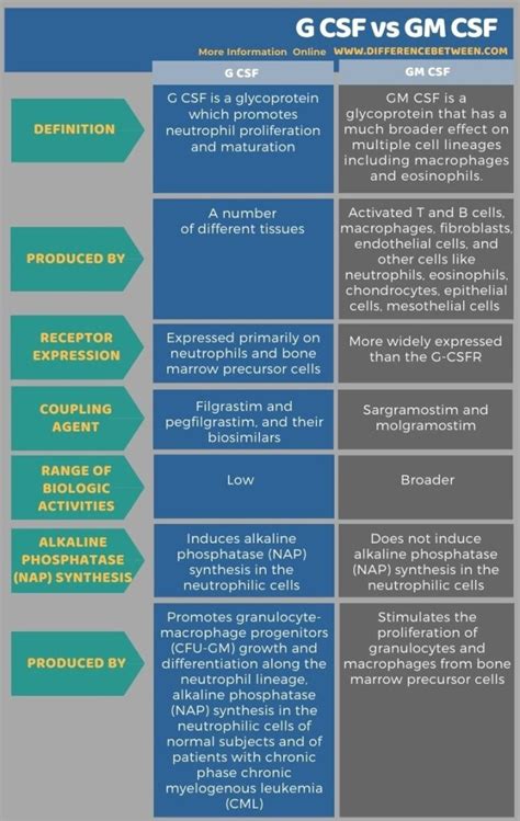 Difference Between G CSF and GM CSF | Compare the Difference Between ...