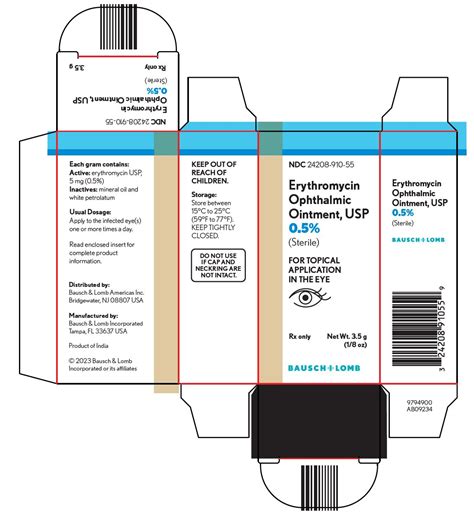 Erythromycin Ophthalmic Ointmentusp05 Sterile Rx Only