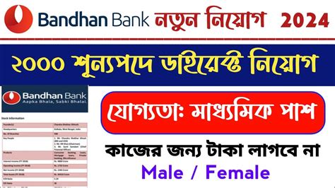 Bandhan Bank Recruitment 2024 Bandhan Bank Job Vacancy 2024 Bandhan Bank Jobs 2024 Youtube