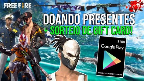 Doando Presentes No Free Fire E Sorteio De Gift Card Ao Vivo Youtube