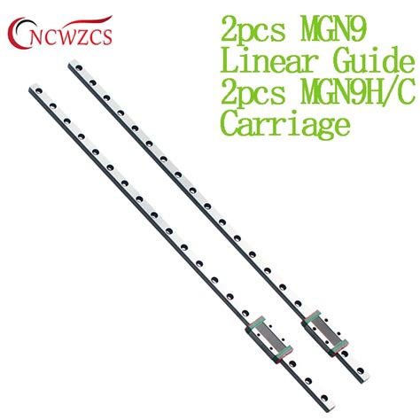 2pcs MGN 9mm Linear Guide MGN9 L 100 550mm Linear Rail Way 200mm 250