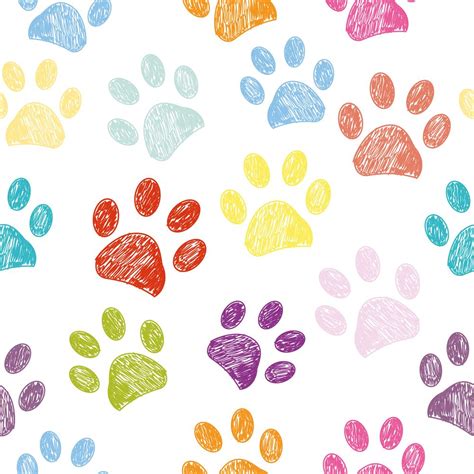 Colorful Paw Print Background Canvas Print