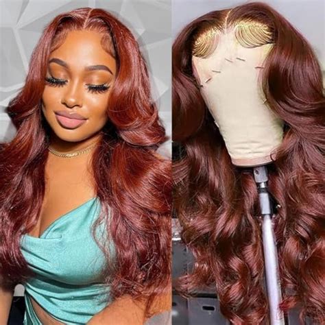 Reddish Brown Lace Front Wigs Human Hair 180 Density 13x4