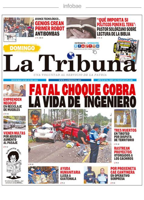 La Tribuna Honduras 10 De Junio De 2018 Infobae