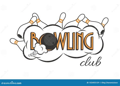 Vector Bowling Club Logo Bowling Strike With Bowling Club Text Stock