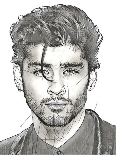 Zayn Malik Drawing Sketch Print Wall Art Illustration 1d Zayn Malik