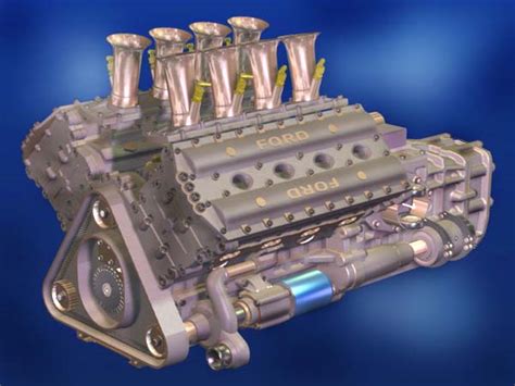 Computer Animation Ford Cosworth V Engine