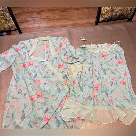 Cacique Floral Nightgown And Robe Set Size Blue Gem