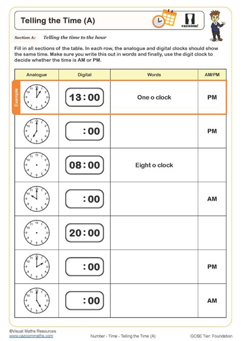 Telling The Time A Worksheet Printable Maths Worksheets