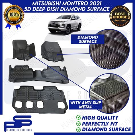 D Black Diamond Surface Deep Dish Matting For Mitsubishi Montero