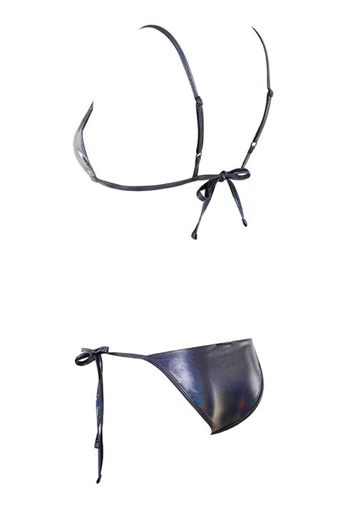 Clothing Swimwear Sylph Black Iridescent Triangle Bikini