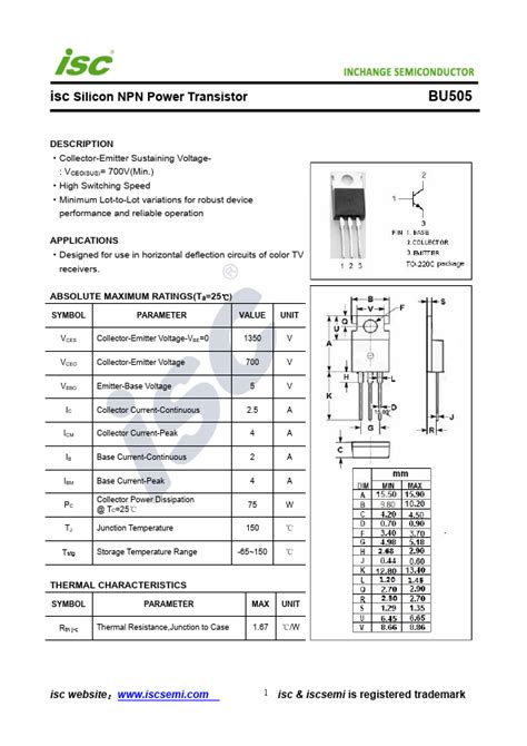 Bu Datasheet Transistor Equivalent Inchange