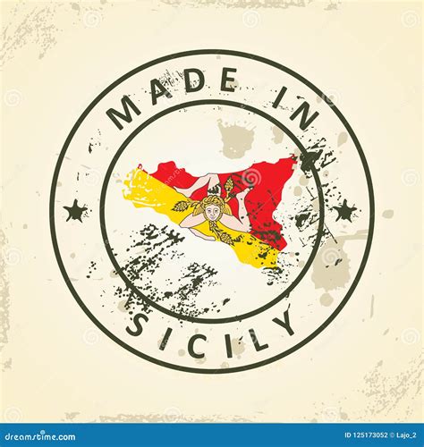 Sello Con La Bandera Del Mapa De Sicilia Ilustraci N Del Vector