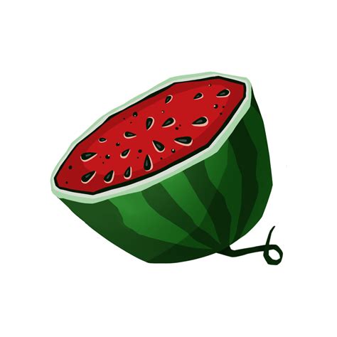 Half of watermelon, hand drawn cut fruit, with transparent background ...