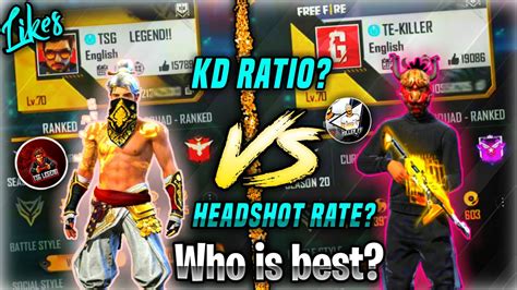 TSG LEGEND VS KILLER FF Full Id Comparison Who Is Best FREE FIRE