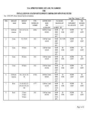 Fillable Online Rgl Faa Faa Approved Model List Aml No Sa Se For