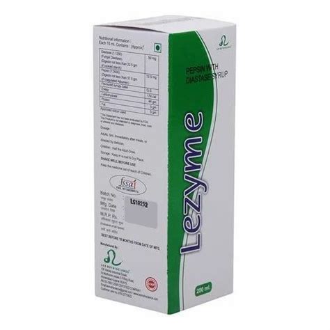 Lezyme Digestive Enzyme Syrup Third Party Manufacturer Packaging Size