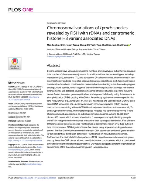 PDF Chromosomal Variations Of Lycoris Species Revealed By FISH With