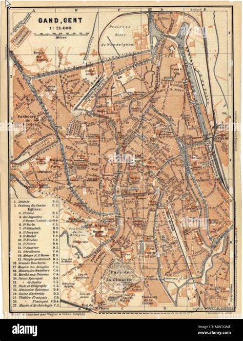 50 Carte Antique Carte Carte Gand Gent België 1905 Photo Stock Alamy