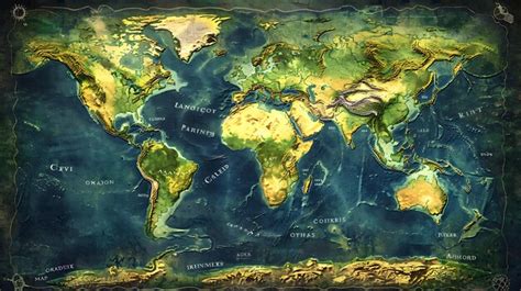 Premium Photo | This is a world map in a fantasy style