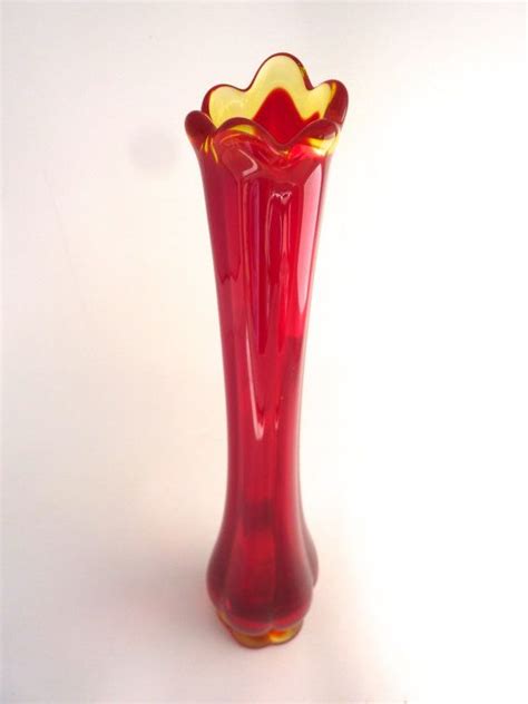 Amberina Glass Stretch Vase Viking Glass Red Gold Tall Skinny Etsy Viking Glass Red Glass